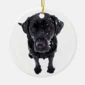 Sneeuwhond - Labrador Puppy - Black Labrador Keramisch Ornament (Voorkant)