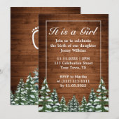 Sneeuwhout & Bos Baby Meisje Geboorte Viering Kaart (Voorkant / Achterkant)