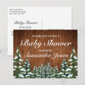 Sneeuwhout & Bos Country Pine Baby shower Aankondigingskaart (Voorkant / Achterkant)