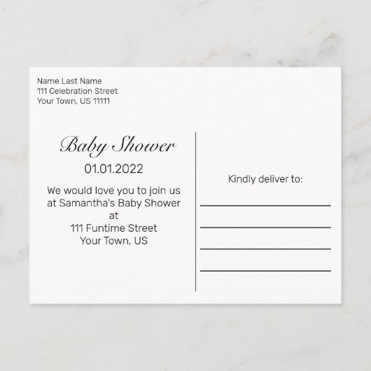 Sneeuwhout & Bos Country Pine Baby shower Aankondigingskaart (Achterkant)