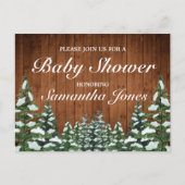 Sneeuwhout & Bos Country Pine Baby shower Aankondigingskaart (Voorkant)