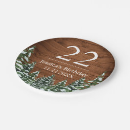 Sneeuwhout & Bos Country Pine Gelukkige Verjaardag Papieren Bordje