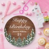 Sneeuwhout & Bos Country Pine Gelukkige Verjaardag Papieren Bordje (Feest)