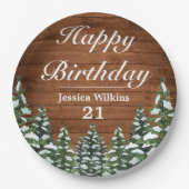 Sneeuwhout & Bos Country Pine Gelukkige Verjaardag Papieren Bordje (Voorkant)