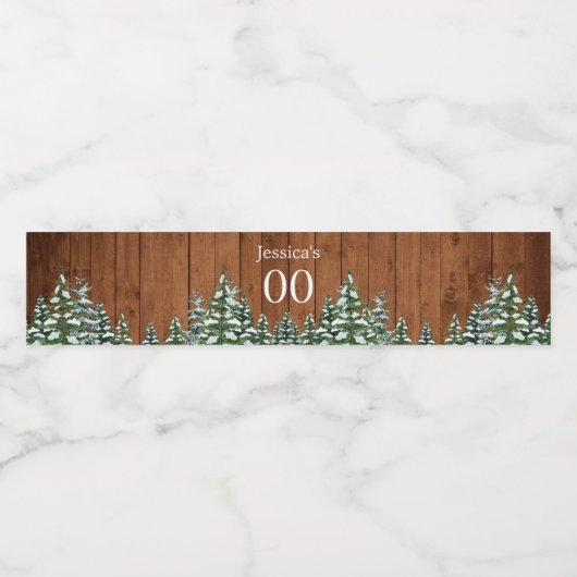 Sneeuwhout & Bos Country Pine Verjaardag Waterfles Etiket (Enkel label)