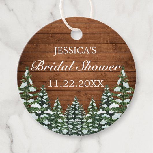 Sneeuwhout & Bos Country Pine Vrijgezellenfeest Bedankjes Labels (Voorkant)