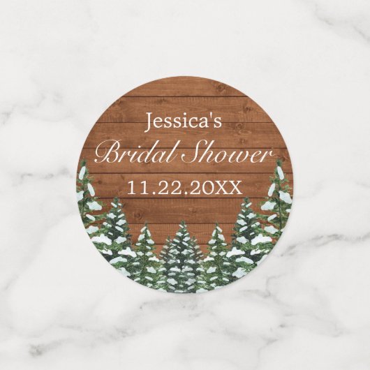 Sneeuwhout & Bos Country Pine Vrijgezellenfeest Confetti (Kleine voorkant)