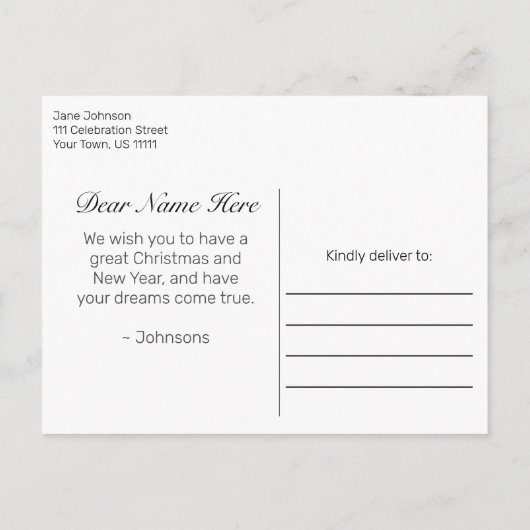 Sneeuwhout & Bos Foto Vrolijk Kerstfeest Groet Aankondigingskaart (Achterkant)