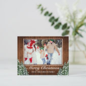 Sneeuwhout & Bos Foto Vrolijk Kerstfeest Groet Aankondigingskaart (Staand voorkant)