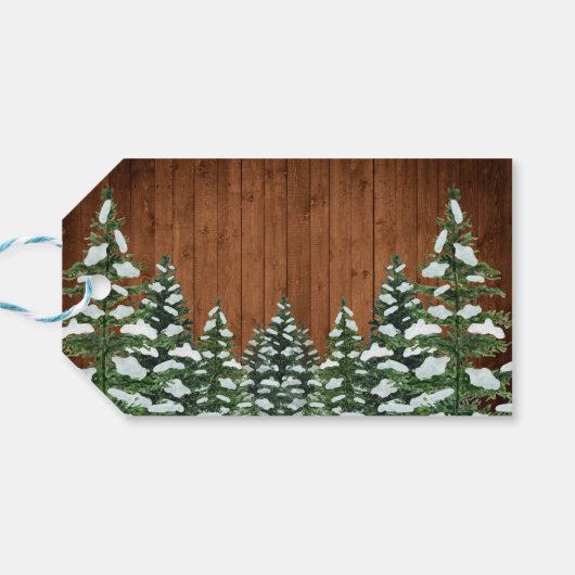 Sneeuwhout & Bos Pine Verjaardag Dank u Favor Cadeaulabel (Achterkant Horizontaal)