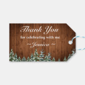 Sneeuwhout & Bos Pine Verjaardag Dank u Favor Cadeaulabel (Voorkant (Horizontaal))