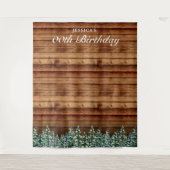 Sneeuwhout & Bos Pine Verjaardag Foto Achtergrond Wandkleed (Voorkant)