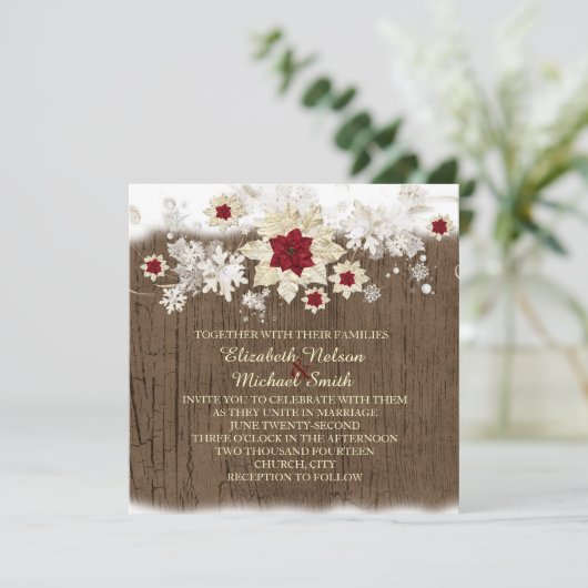 Sneeuwhout Kerstmis Bruiloft uitnodigen Kaart (Staand voorkant)