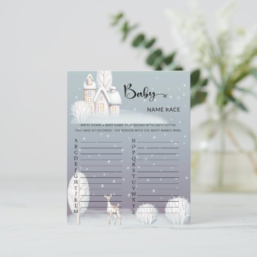 Sneeuwhuis Baby naam Race Game (Staand voorkant)
