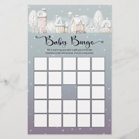Sneeuwhuis baby shower baby bingo (Voorkant)