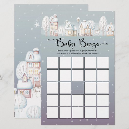 Sneeuwhuis baby shower baby bingo (Voorkant / Achterkant)
