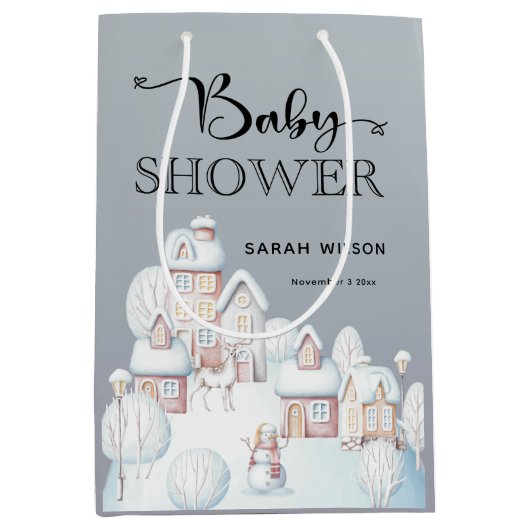 Sneeuwhuis Baby shower Gift Bag Medium Cadeauzakje (Voorkant)