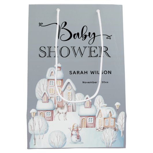 Sneeuwhuis Baby shower Gift Bag Medium Cadeauzakje (Achterkant)