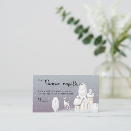 Sneeuwhuis baby shower-luierhandel informatiekaartje (Staand voorkant)