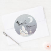 Sneeuwhuisje baby shower bedankt ronde sticker (Envelop)