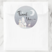 Sneeuwhuisje baby shower bedankt ronde sticker (Tas)