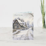 Sneeuwhuisje Landschap Landschap Kerstmis Kaart<br><div class="desc">Prachtig geïllustreerde fine art kerstkaart,  gemakkelijk te bewerken met uw eigen aangepaste naam en bericht.</div>