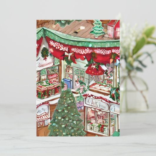 Sneeuwig dorp kerstkaart (Staand voorkant)