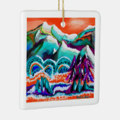 Sneeuwige bergplaats in kunst keramisch ornament (Rechts)
