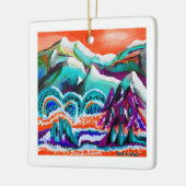 Sneeuwige bergplaats in kunst keramisch ornament (Links)