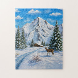 Sneeuwige Bergvallei Ansichtkaart Legpuzzel