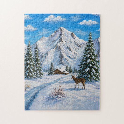 Sneeuwige Bergvallei Ansichtkaart Legpuzzel (Verticaal)