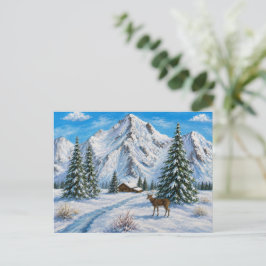 Sneeuwige Bergvallei Kerstkaart Feestdagenkaart