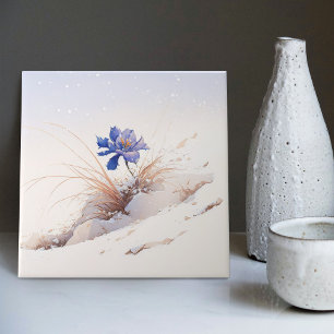 Sneeuwige Blauwe Berg Crocus Herboren Bloem Kerami Tegeltje