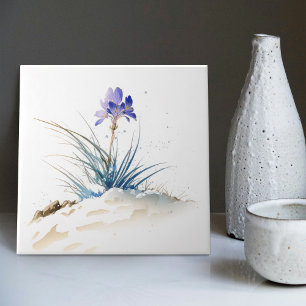 Sneeuwige Blauwe Berg Crocus Herboren Bloem Kerami Tegeltje