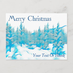 Sneeuwige Blauwe Bomen - Prettig Kerstfeest Briefkaart