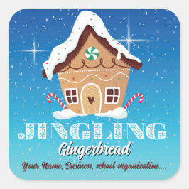 Sneeuwige Blauwe Kerst Gingerbread Sticker