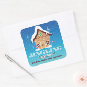 Sneeuwige Blauwe Kerst Gingerbread Sticker (Envelop)