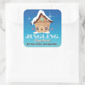Sneeuwige Blauwe Kerst Gingerbread Sticker (Tas)