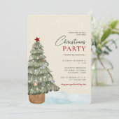 Sneeuwige Boho Kerstboom Moderne Kerstfeest Kaart (Staand voorkant)