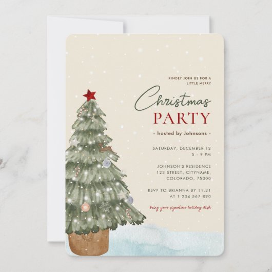 Sneeuwige Boho Kerstboom Moderne Kerstfeest Kaart (Voorkant)