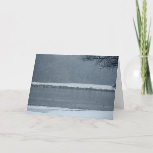 Sneeuwige Bossen en eenden op een kerstkaart Feestdagen Kaart