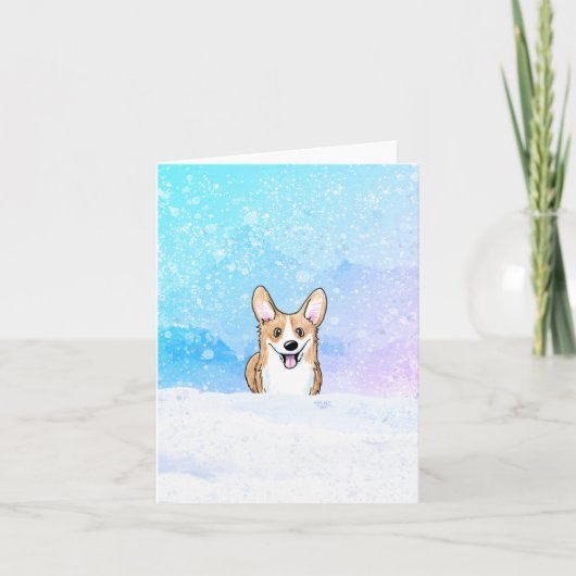 Sneeuwige Corgi-hond Notitiekaart (Voorkant)