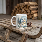 Sneeuwige Cottage Gloeiende Scene Koffiemok
