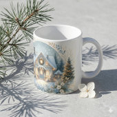Sneeuwige Cottage Gloeiende Scene Koffiemok