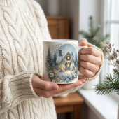 Sneeuwige Cottage Gloeiende Scene Koffiemok