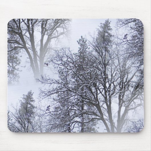 Sneeuwige dag in de bomen... muismat (Voorkant)