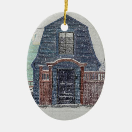 Sneeuwige Dag Keramisch Ornament (Voorkant)