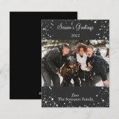 Sneeuwige foto Zwart wit script H Feestdagenkaart (Voorkant / Achterkant)