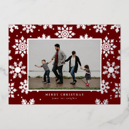 Sneeuwige Gefolieerde Geperste Fotokaart Folie Feestdagenkaart