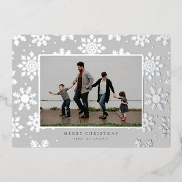 Sneeuwige Gefolieerde Geperste Fotokaart Folie Feestdagenkaart